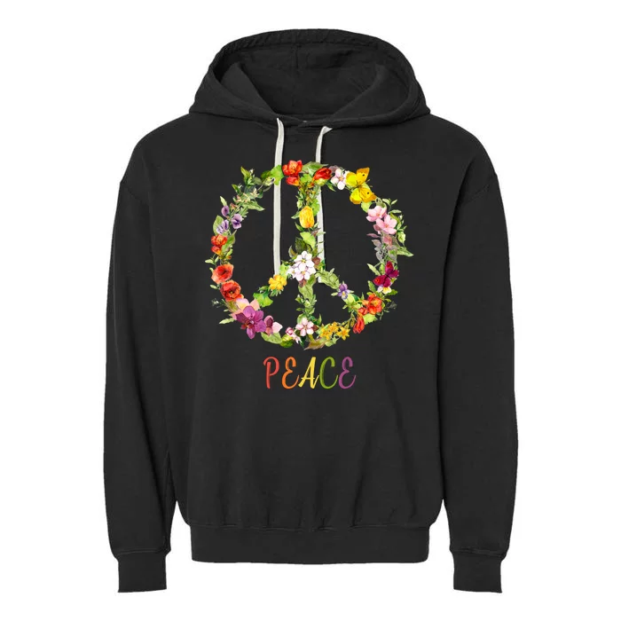 Butterfly Flower Peace Sign Garment-Dyed Fleece Hoodie