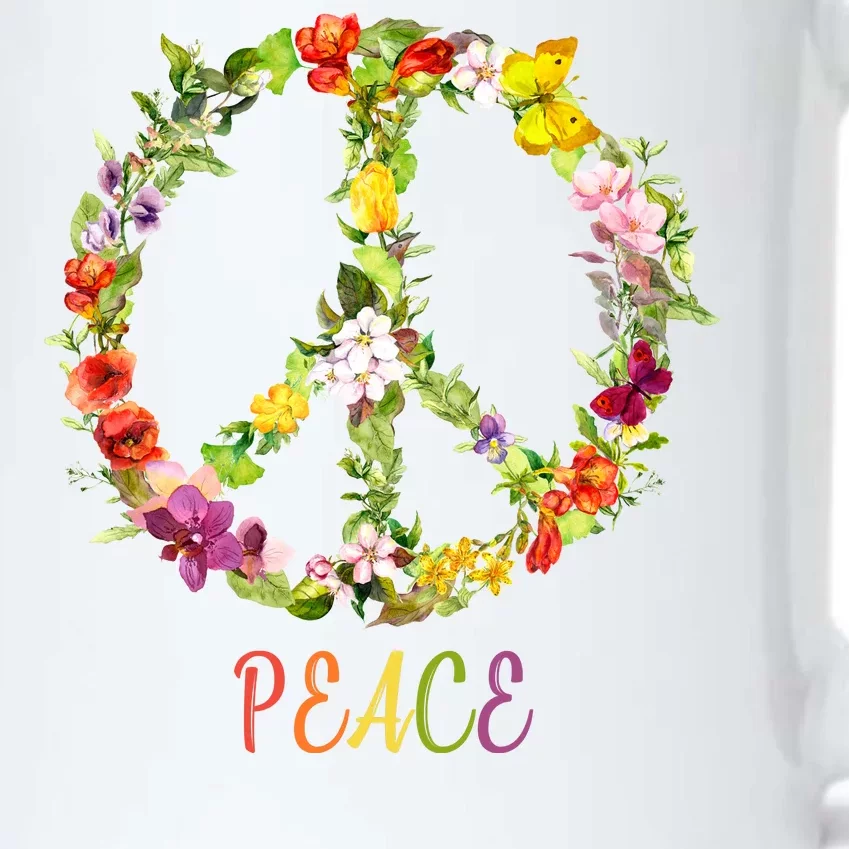 Butterfly Flower Peace Sign Black Color Changing Mug