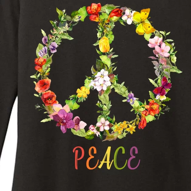 Butterfly Flower Peace Sign Womens CVC Long Sleeve Shirt