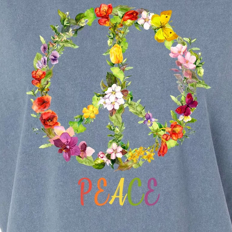 Butterfly Flower Peace Sign Garment-Dyed Women's Muscle Tee