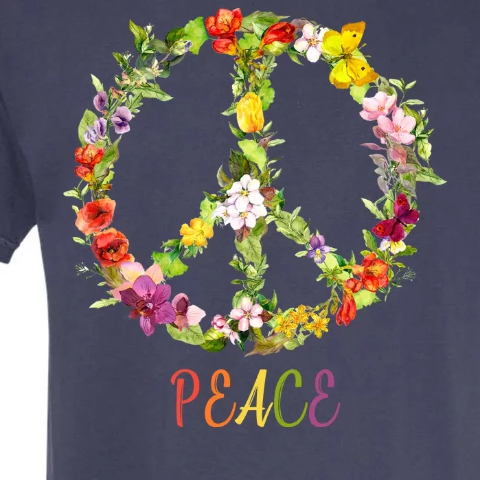 Butterfly Flower Peace Sign Garment-Dyed Heavyweight T-Shirt