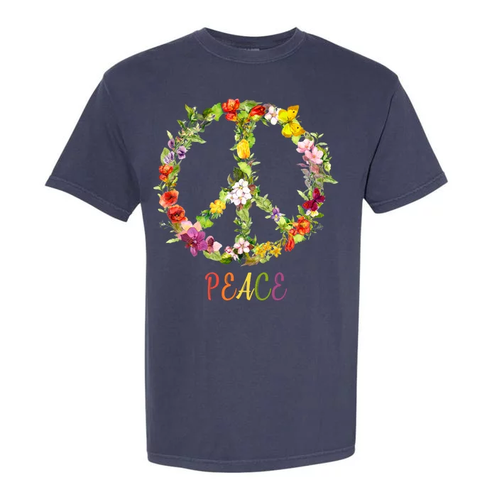 Butterfly Flower Peace Sign Garment-Dyed Heavyweight T-Shirt