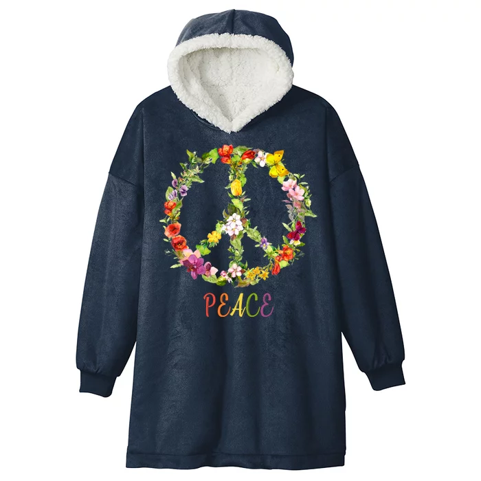 Butterfly Flower Peace Sign Hooded Wearable Blanket