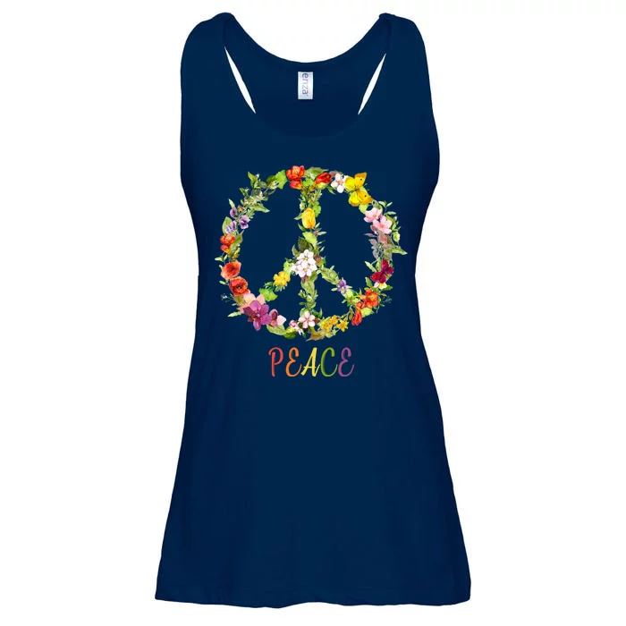 Butterfly Flower Peace Sign Ladies Essential Flowy Tank