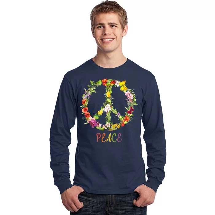 Butterfly Flower Peace Sign Tall Long Sleeve T-Shirt