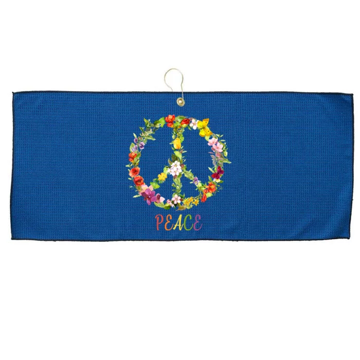 Butterfly Flower Peace Sign Large Microfiber Waffle Golf Towel