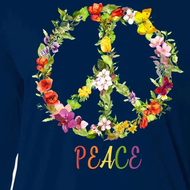 Butterfly Flower Peace Sign Cooling Performance Long Sleeve Crew