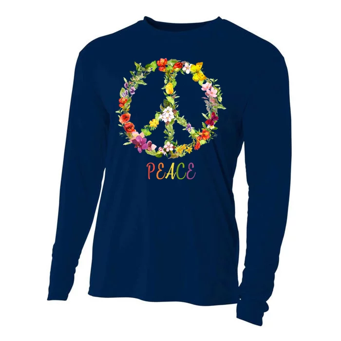 Butterfly Flower Peace Sign Cooling Performance Long Sleeve Crew