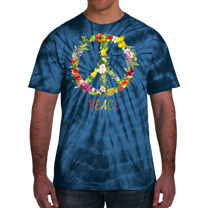 Butterfly Flower Peace Sign Tie-Dye T-Shirt