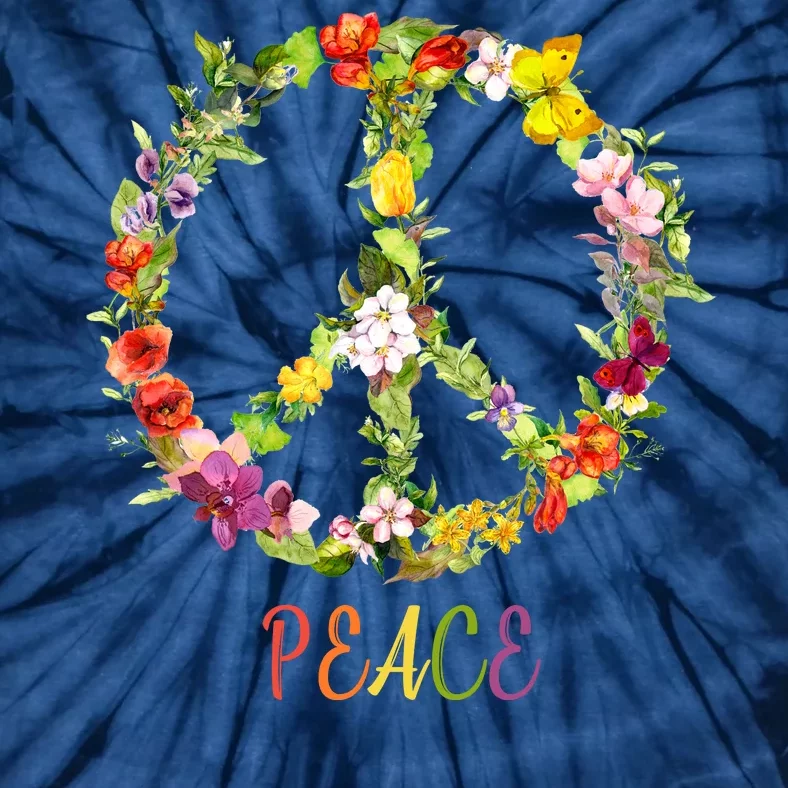 Butterfly Flower Peace Sign Tie-Dye T-Shirt