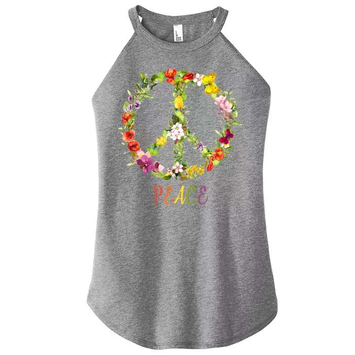 Butterfly Flower Peace Sign Women’s Perfect Tri Rocker Tank