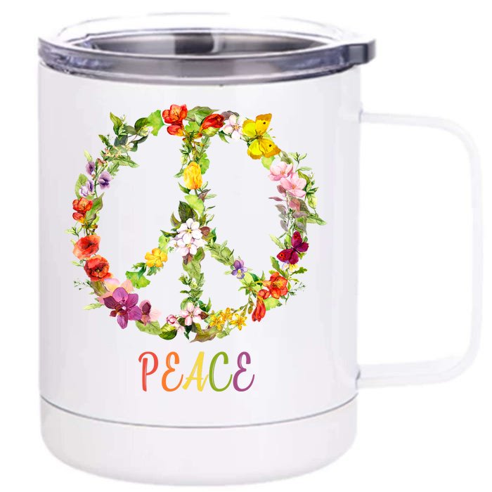 Butterfly Flower Peace Sign Front & Back 12oz Stainless Steel Tumbler Cup