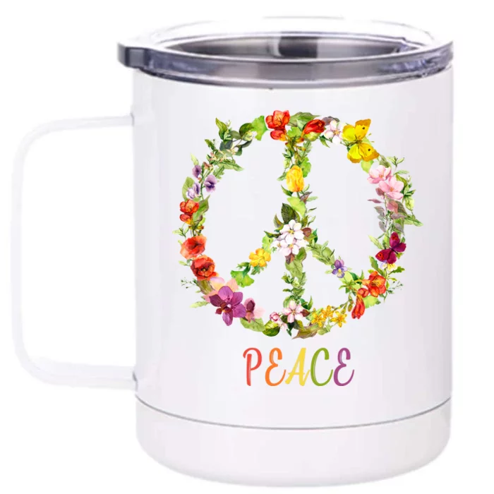 Butterfly Flower Peace Sign Front & Back 12oz Stainless Steel Tumbler Cup