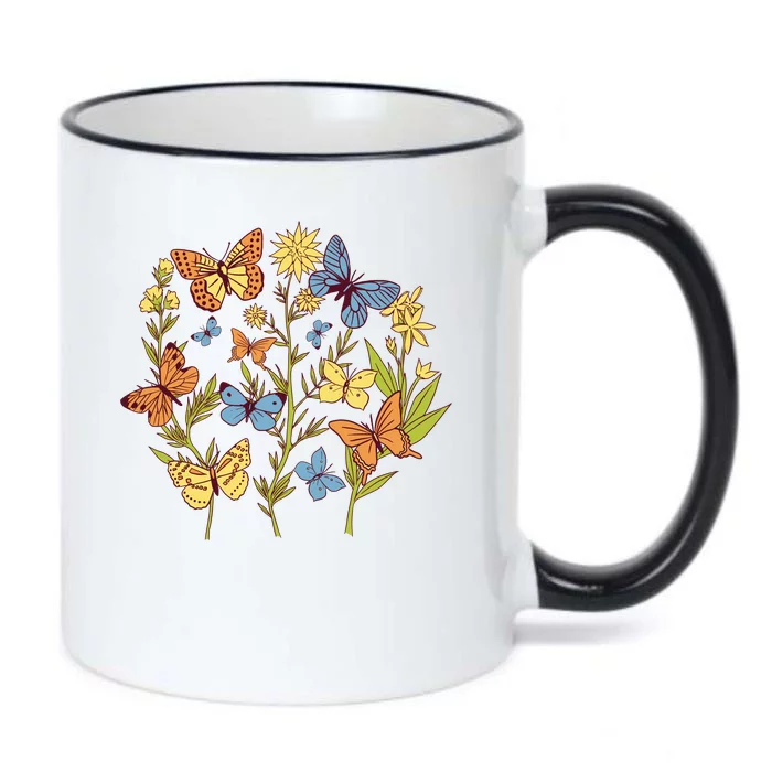 Butterfly Garden Flowers Black Color Changing Mug