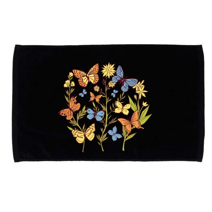 Butterfly Garden Flowers Microfiber Hand Towel