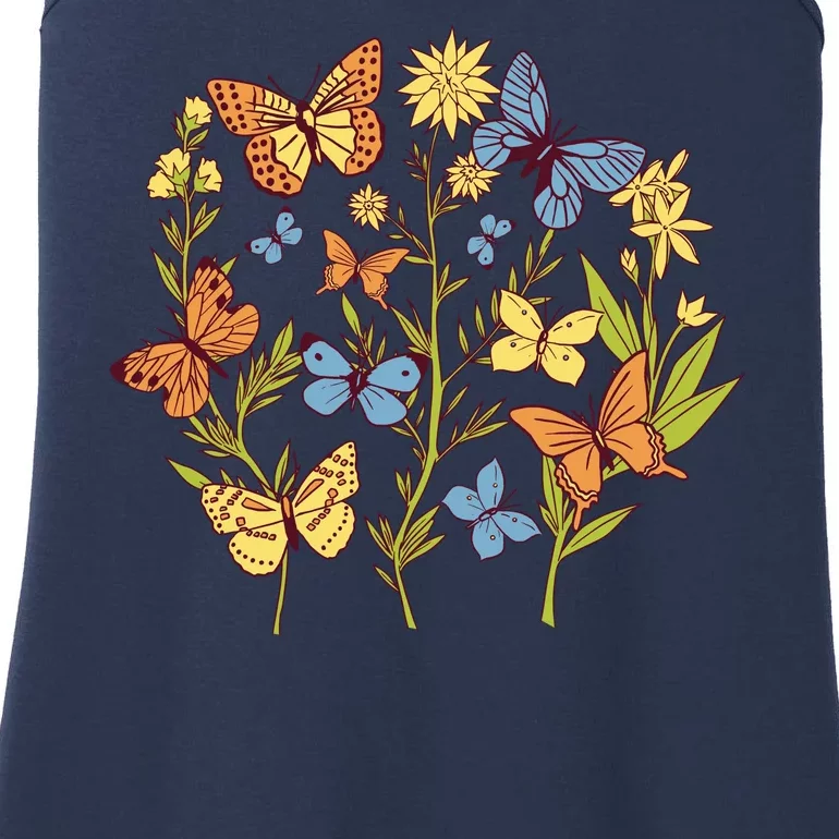 Butterfly Garden Flowers Ladies Essential Tank