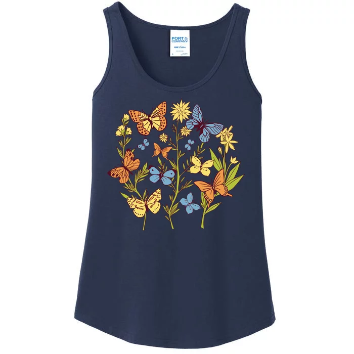 Butterfly Garden Flowers Ladies Essential Tank