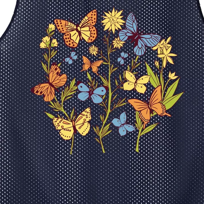 Butterfly Garden Flowers Mesh Reversible Basketball Jersey Tank