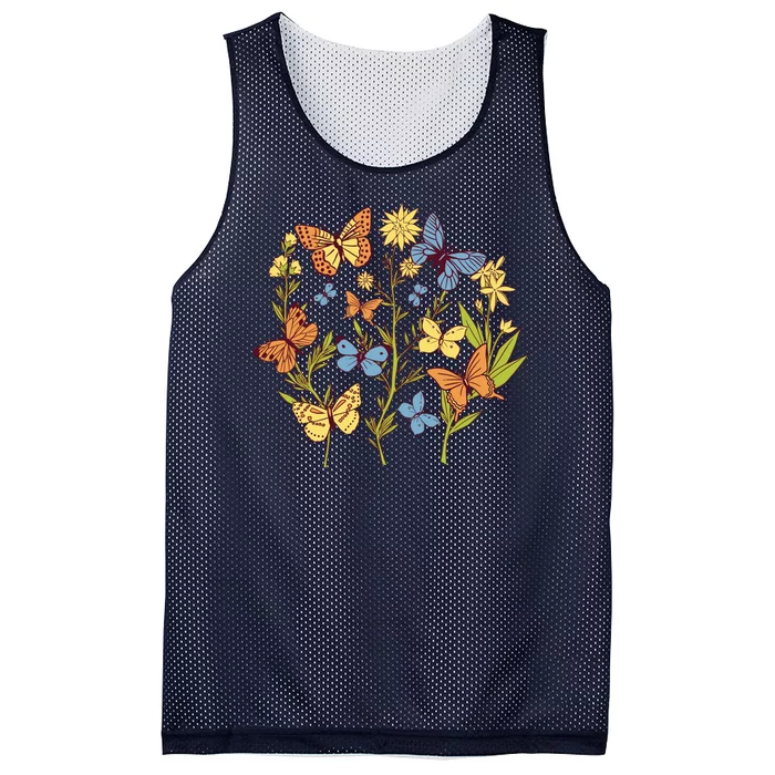 Butterfly Garden Flowers Mesh Reversible Basketball Jersey Tank