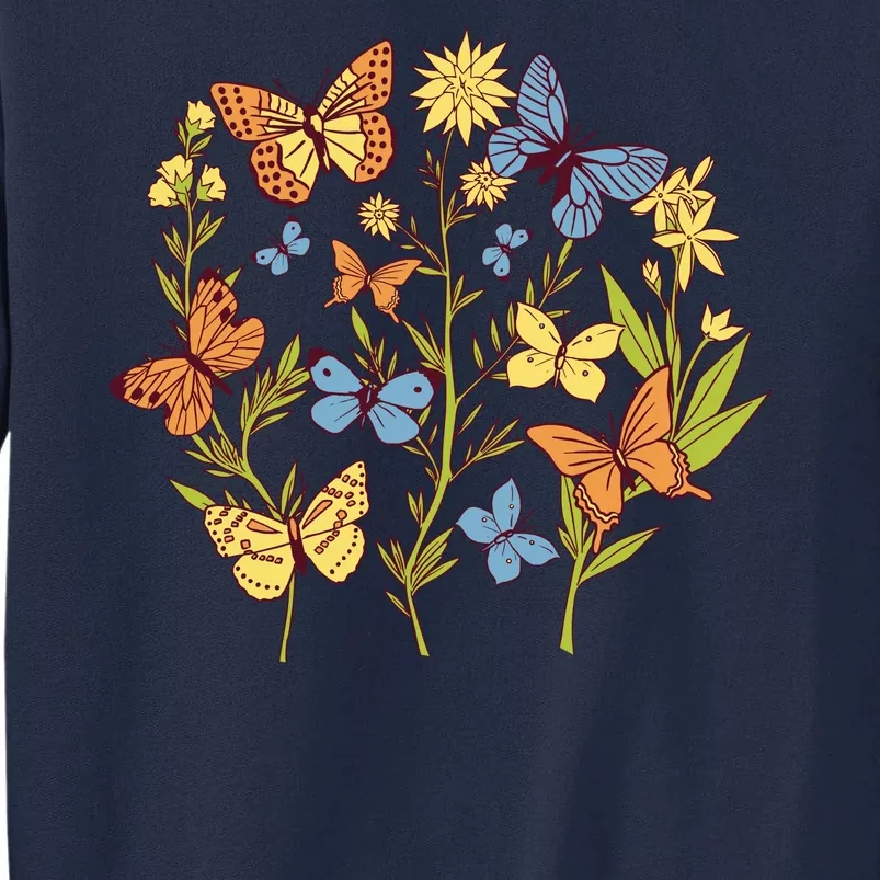 Butterfly Garden Flowers Tall Sweatshirt