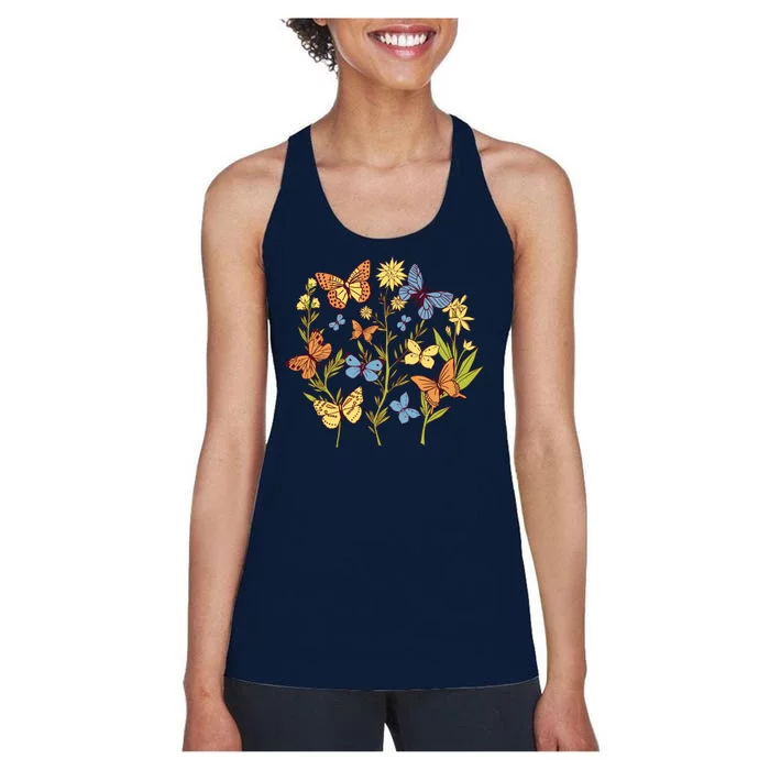 Butterfly Garden Flowers Women's Racerback Tank