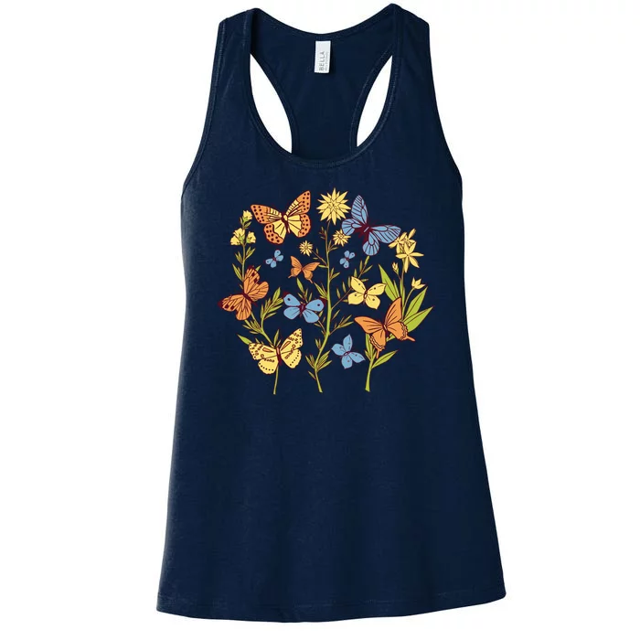 Butterfly Garden Flowers Women's Racerback Tank