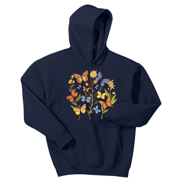 Butterfly Garden Flowers Kids Hoodie