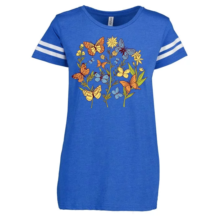 Butterfly Garden Flowers Enza Ladies Jersey Football T-Shirt