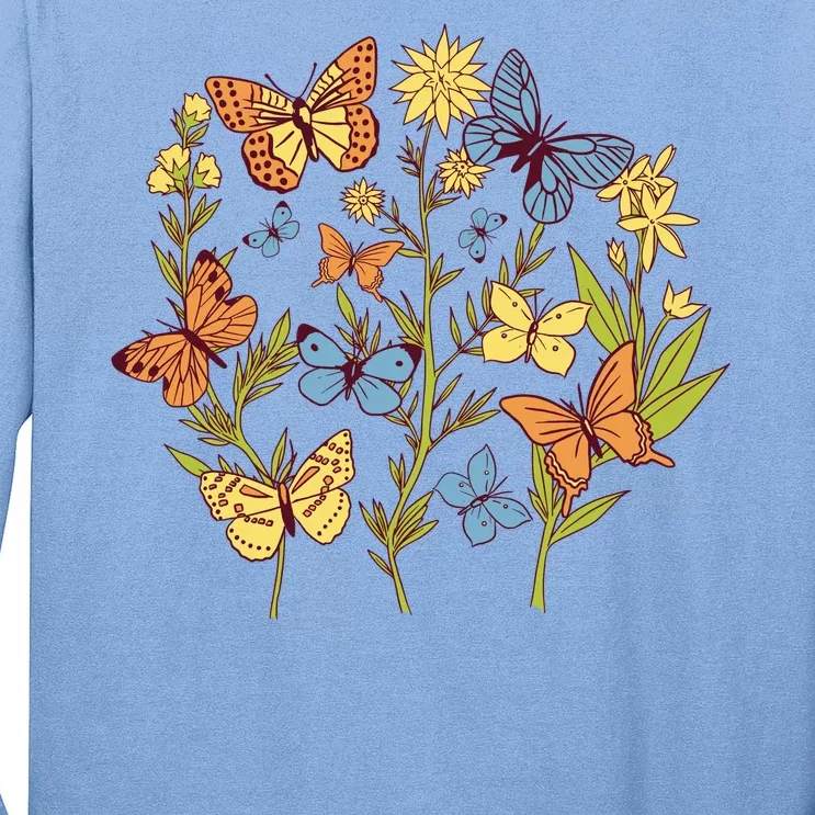 Butterfly Garden Flowers Long Sleeve Shirt