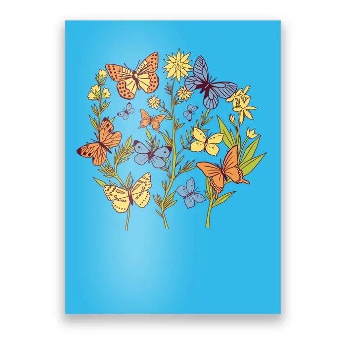 Butterfly Garden Flowers Poster