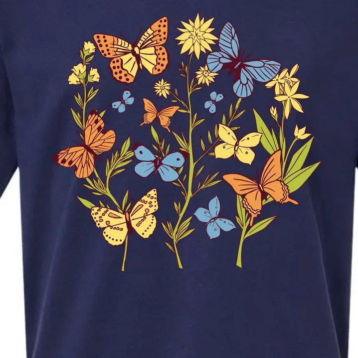 Butterfly Garden Flowers Sueded Cloud Jersey T-Shirt