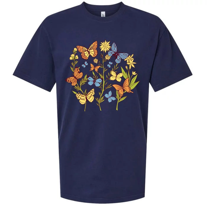 Butterfly Garden Flowers Sueded Cloud Jersey T-Shirt