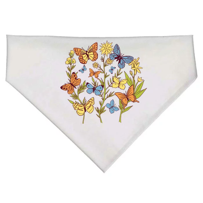 Butterfly Garden Flowers USA-Made Doggie Bandana