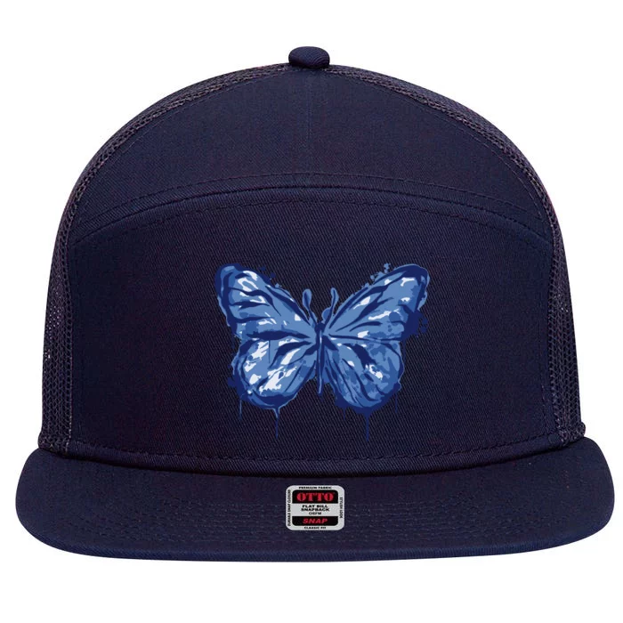 Butterfly Ink Dripping 7 Panel Mesh Trucker Snapback Hat