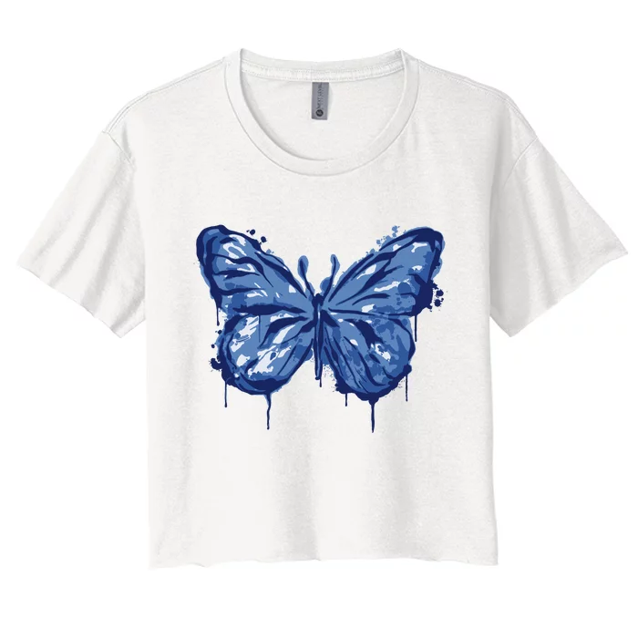 Butterfly Ink Dripping Women's Crop Top Tee