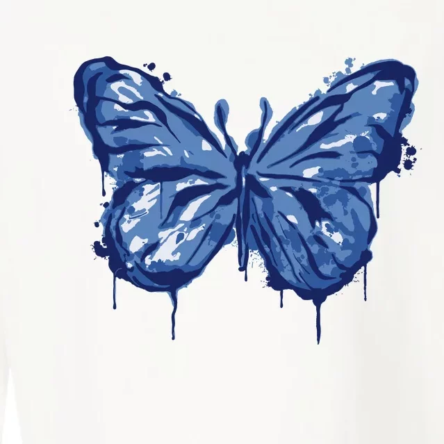 Butterfly Ink Dripping Cropped Pullover Crew