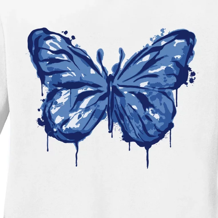 Butterfly Ink Dripping Ladies Long Sleeve Shirt