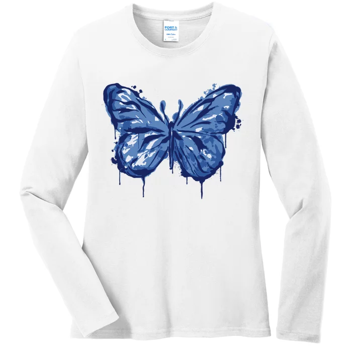 Butterfly Ink Dripping Ladies Long Sleeve Shirt