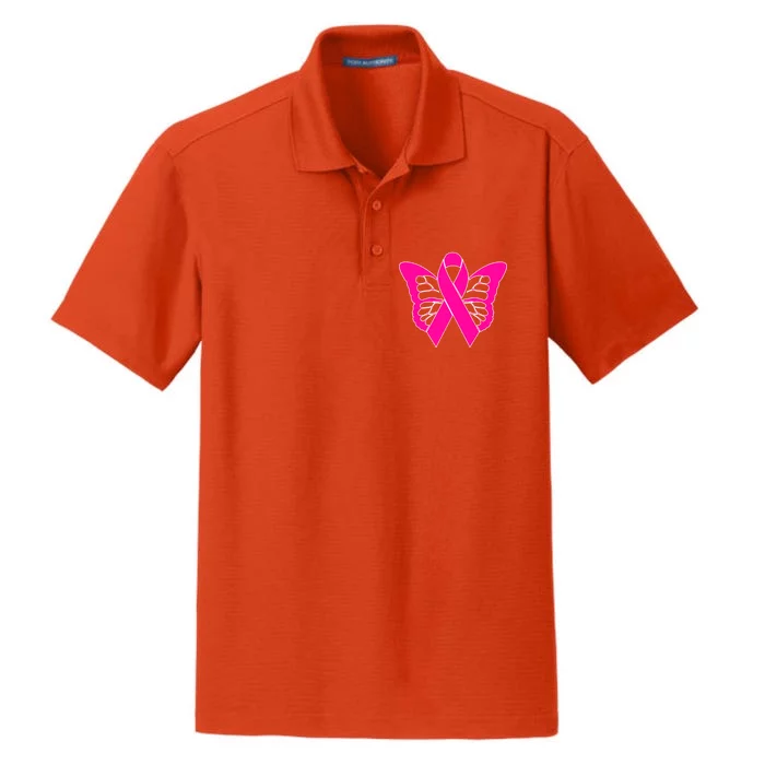 Butterfly Ribbon Breast Cancer Dry Zone Grid Performance Polo