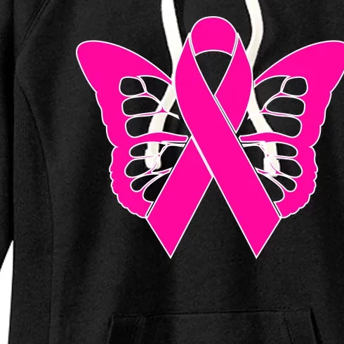 Butterfly Ribbon Breast Cancer Women's Fleece Hoodie