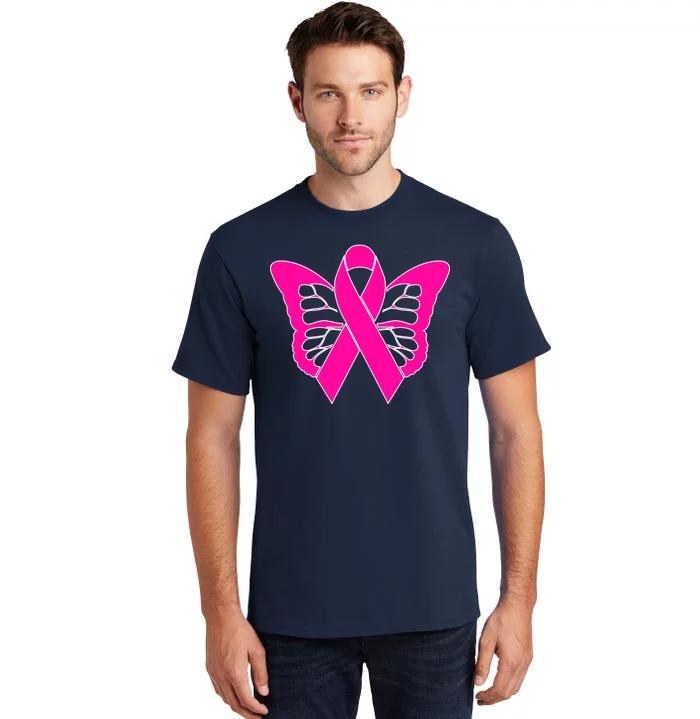 Butterfly Ribbon Breast Cancer Tall T-Shirt