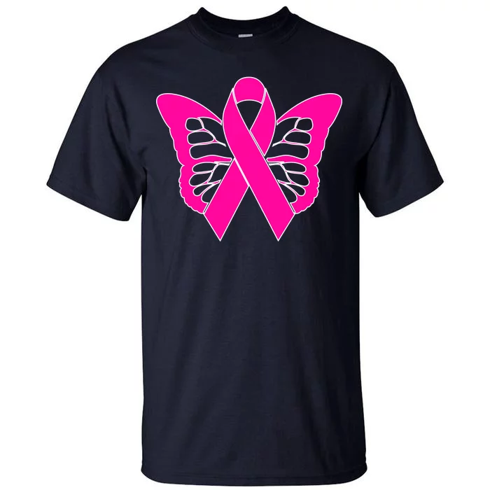 Butterfly Ribbon Breast Cancer Tall T-Shirt