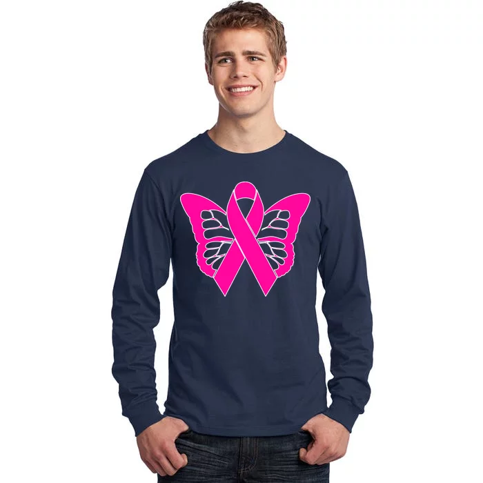 Butterfly Ribbon Breast Cancer Tall Long Sleeve T-Shirt