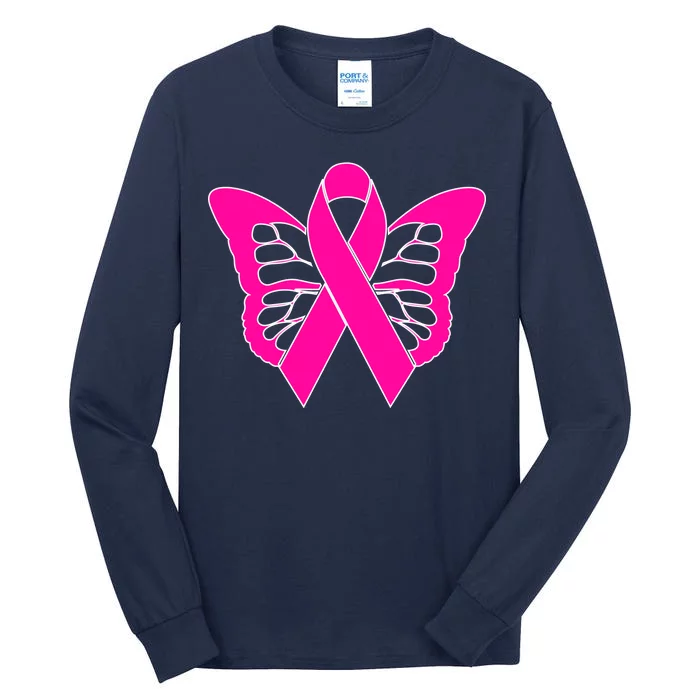 Butterfly Ribbon Breast Cancer Tall Long Sleeve T-Shirt