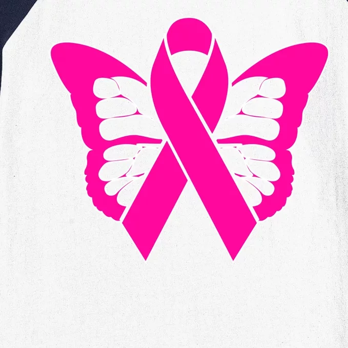 Butterfly Ribbon Breast Cancer Baseball Sleeve Shirt