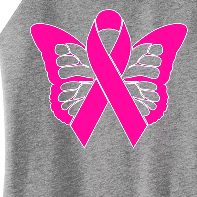 Butterfly Ribbon Breast Cancer Women’s Perfect Tri Rocker Tank