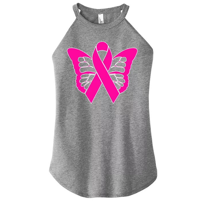 Butterfly Ribbon Breast Cancer Women’s Perfect Tri Rocker Tank