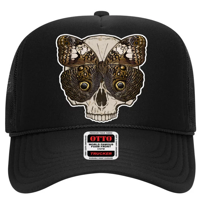 Butterfly Skull Moth High Crown Mesh Trucker Hat