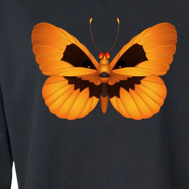 Butterfly With Face Halloween Pumpkin Cropped Pullover Crew