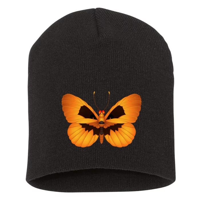 Butterfly With Face Halloween Pumpkin Short Acrylic Beanie